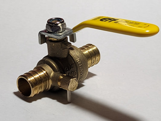 BALL VALVE WITH DRAIN, STRAIGHT, 3/4" PEX x 3/4" PEX